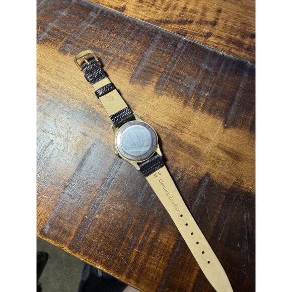 Vintage Garrvais Penard Electronic Watch Men\'s Gold Tone Black Leather Strap